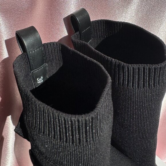 Moncler Splora Pocket Black Sock Bootie Fashion Chunky Block Platform Heel Boots - Picture 9 of 11